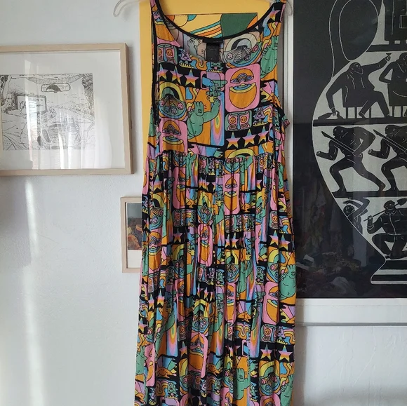 Nooworks Naomi midi tank dress in Dreyfus print Size large - Picture 3 of 5